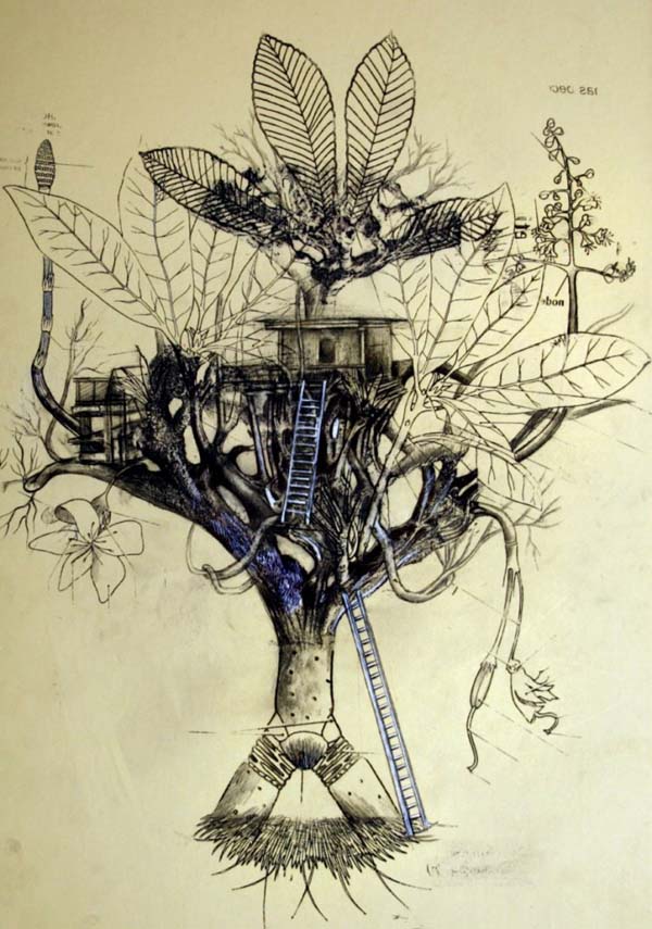 leonardo-magnani-treehouse-desire-and-inaccessibility-to-your-past-draw-on-paper-30x40-cm.-2011-l