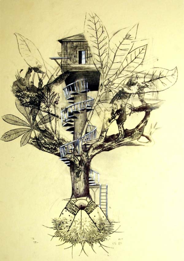 leonardo-magnani-treehouse-ii-desire-and-inaccessibility-to-your-past-draw-on-paper-30x40-cm.-2011-l